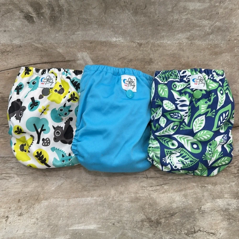 Lalabye Baby, NEWBORN size cloth diapers reusable. Hook and Loop *USED*